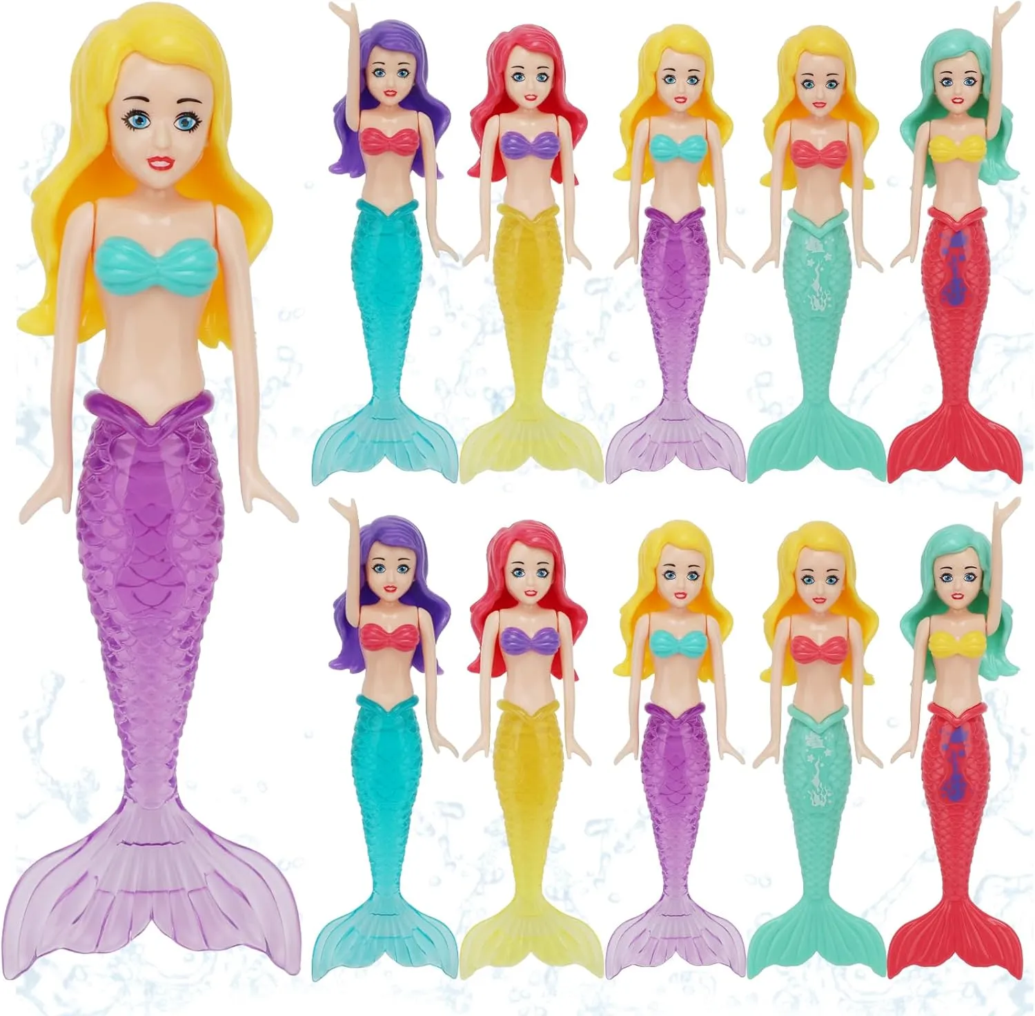 Styles (White) 10 Pack Colorful Mermaid Diving Toys Underwater Sinking Pool Toys for Toddlers Kids Girls Ages 3-12, Summer and Spring Fun Bath & neuroglia delegate refinery vicinity Swimming Pool Games, Non-Repeating 