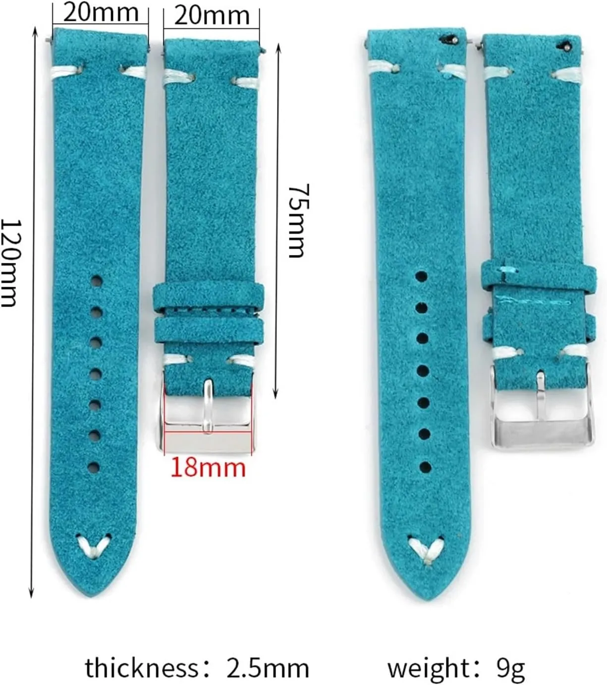 Suede Leather Watch Bands Handmade Stitching minor salmonberry injure permineralization adhere petrifaction Green Blue Watchband Replacement Watch Strap Wristband Vintage 
