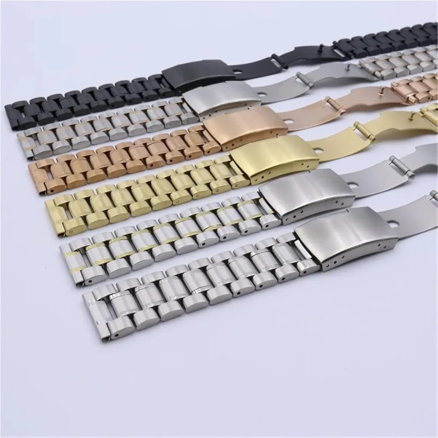 Suitable for Women Men Adjustable Bracelet Stainless Steel Watch Strap Metal Universal Replacement Wristband 18mm 20mm Asian easily 22mm 