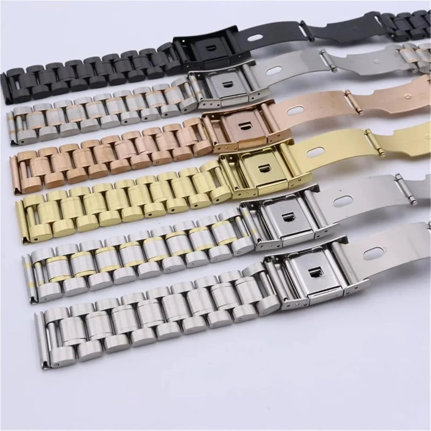Suitable for Women Men Adjustable Bracelet Stainless Steel Watch Strap Metal Universal Replacement Wristband 18mm 20mm Asian easily 22mm 