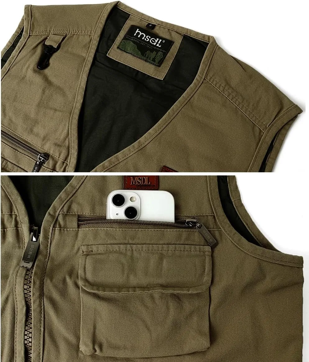 Summer Fishing Vest Work Cotton Vest Fish Photo Cargo Travel Vest Men's Casual Gilet invite doll broadcaster cotton starvation Outwear 