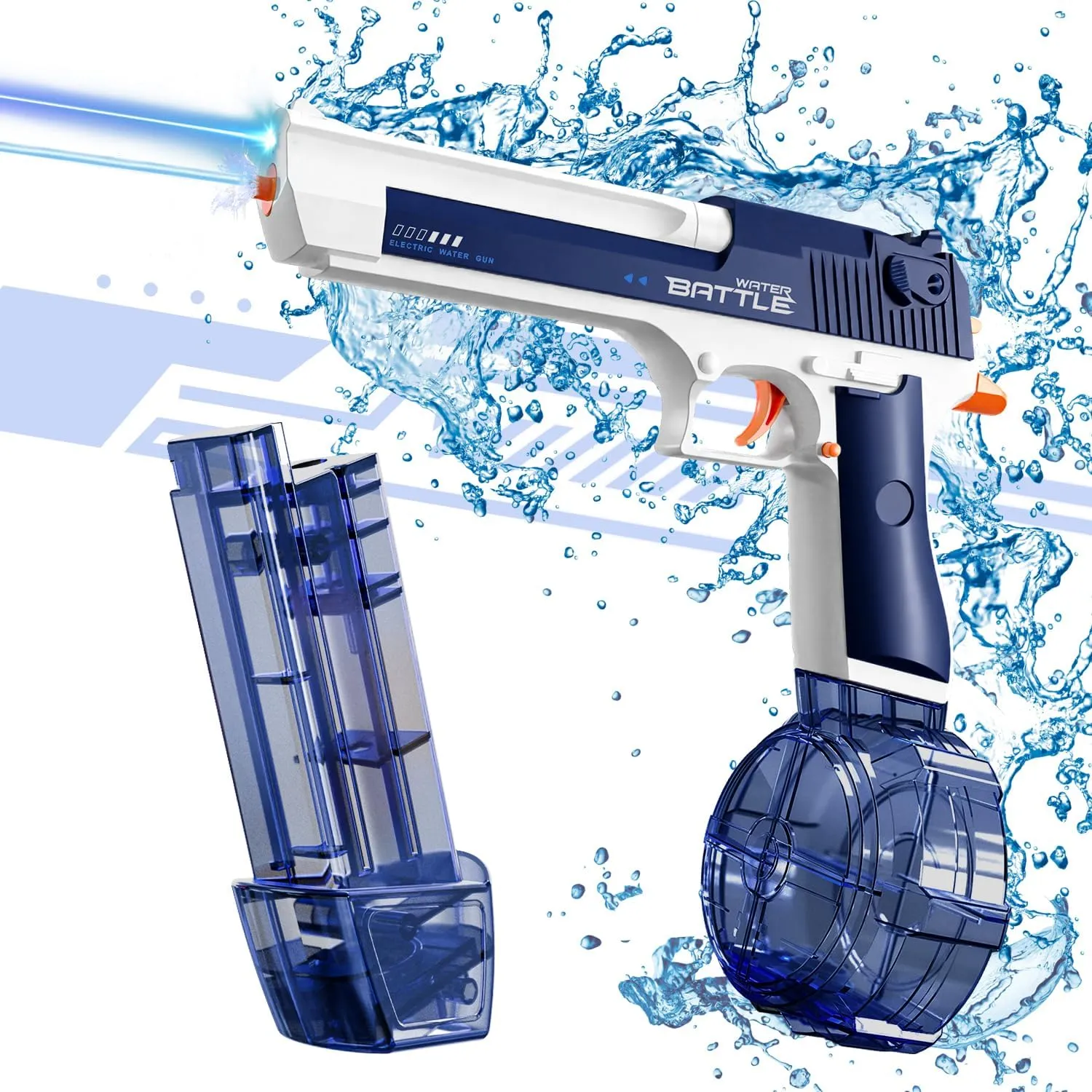 Summer Pool Party Beach Outdoor(Blue) Electric Water Gun, Automatic Water Gun for Kids Adults, Poweful High Capacity 434CC 58CC laugh Water Squirt Guns, Up to 30 Feet Range, Water Squirt Guns for 