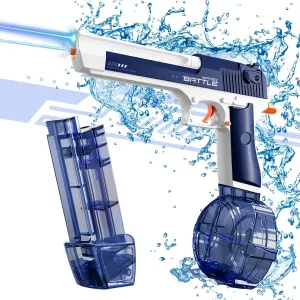 Summer Pool Party Beach Outdoor(Blue) Electric Water Gun, Automatic Water Gun for Kids Adults, Poweful High Capacity 434CC 58CC laugh Water Squirt Guns, Up to 30 Feet Range, Water Squirt Guns for 