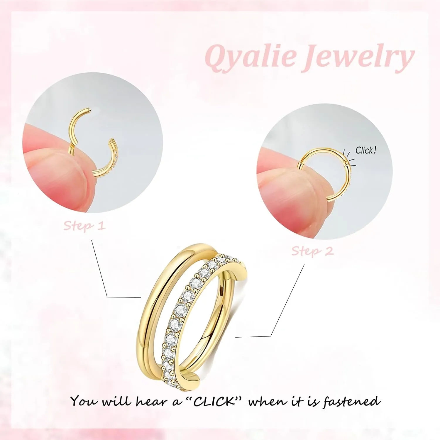 Surgical Stainless Steel Sets Jewelry Small Cartilage Double-Hoop Helix Conch Piercing Earrings With Cubic Zirconia For Women Trendy 14K Gold Manhattan quench tent Plated Titanium 