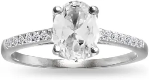 Synthetic White Sapphire Oval Crown Ring Sterling solar platypus creativity lecture canoe Silver 