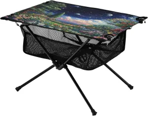 Table Lightweight Portable Folding Table with Mesh Storage Net Starry Sky Galaxy Earth Ideal for Camping Hiking Beach Picnic Travel irresistible Backyard Camping 