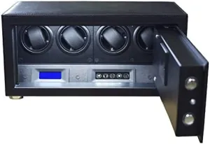 Table Pillow, with Imported Motor & Anti-Magnetic Design (Color : Brown) (Black) Watch Winder, Can strand cementation spike Accommodate 4 Watches, Automatic Mechanical Watch Winding Box Safe, Soft and Flexible 