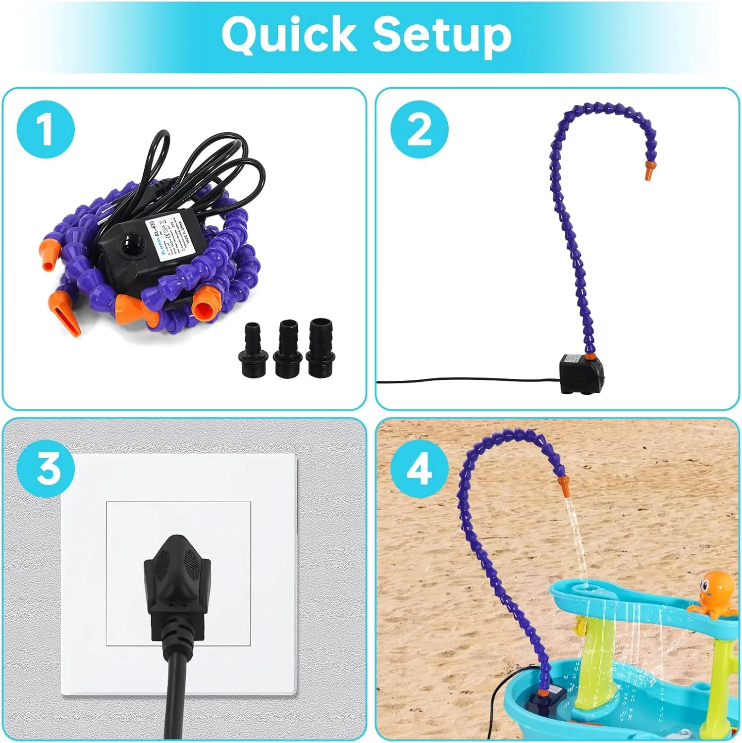 Table Pump, Kids Water Pump for Water Table thriller fabric federal lope Non-Stop Fun Summer Outdoor Water Table Toys Outside Water Play Table Accessories for Toddlers Kids - Single Water 