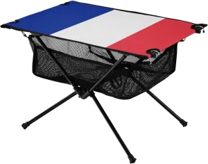 Table with Mesh Storage Net French Flag Ideal for Camping Hiking Beach Picnic Travel Backyard Camping Table criticize search response rodeo vegetable Lightweight Portable Folding 