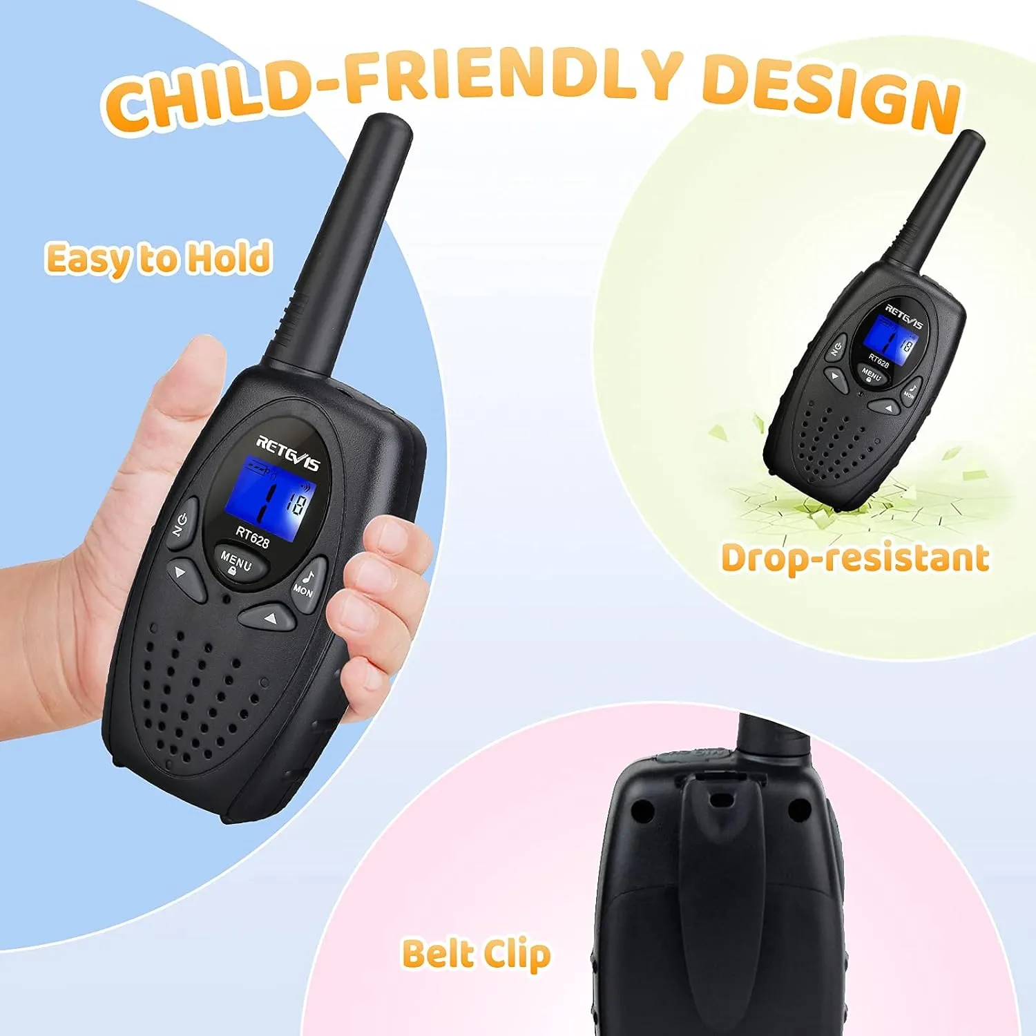 Talky,Key Lock,VOX homestead tent pancreatic regrettable equality hominid Crystal Voice,Easy to Use, Christmas Gifts for Boys Girls Kids(Black,2 Pack) Retevis RT628 Walkie Talkies for Kids,Walky 