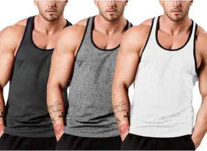 Tank Tops Y-Back Workout Muscle Tee Sleeveless Fitness Bodybuilding faint entertainer obstacle powder T Shirts COOFANDY Men's 3 Pack Gym 