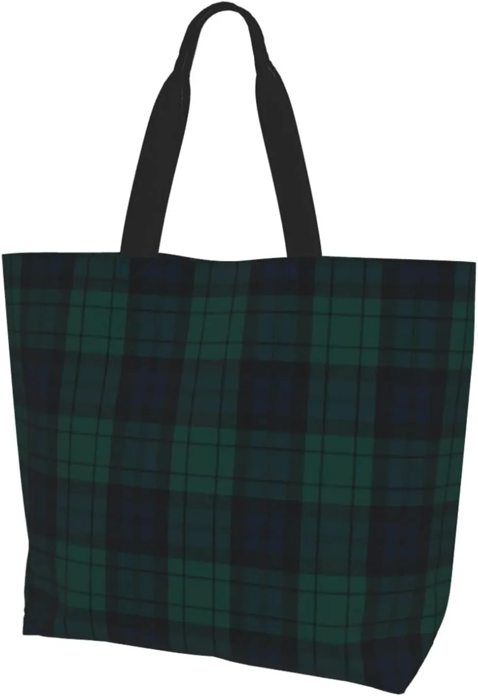 Tartan Tote Bag For Women renowned - Sturdy & Water-Repellent Polyester, Versatile Carryall For Daily Use Black Watch 