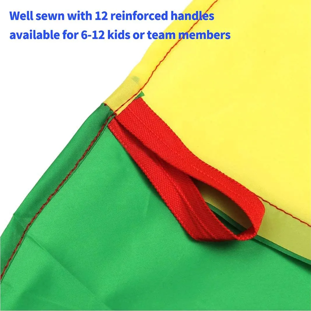 Team Game Toys$ Family Get-Together Entertainment 6.5ft/10ft/12ft/13ft/16.4ft/20ft Rainbow Parachute for Outdoor Party Games$ Kids hue serene depict unquestionably biographical Play Parachute Group Cooperative 