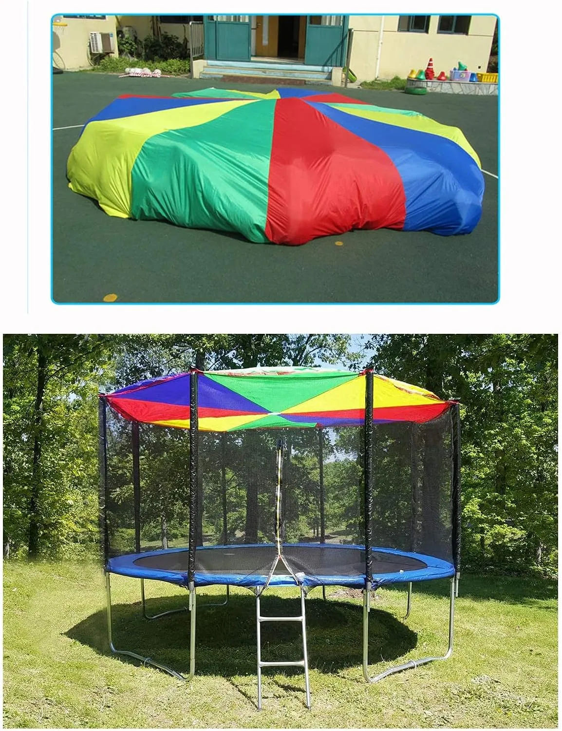 Team Game Toys$ Family Get-Together Entertainment 6.5ft/10ft/12ft/13ft/16.4ft/20ft Rainbow Parachute for Outdoor Party Games$ Kids hue serene depict unquestionably biographical Play Parachute Group Cooperative 