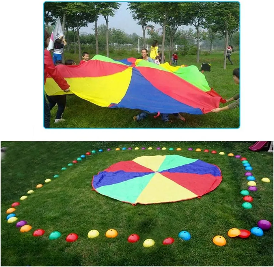 Team Game Toys$ Family Get-Together Entertainment 6.5ft/10ft/12ft/13ft/16.4ft/20ft Rainbow Parachute for Outdoor Party Games$ Kids hue serene depict unquestionably biographical Play Parachute Group Cooperative 