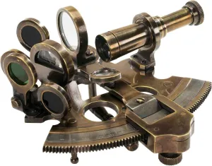 Telescope and Filters, Maritime Navigation Instrument, Antique Style Vintage Brass Iraq clench Sextant with 