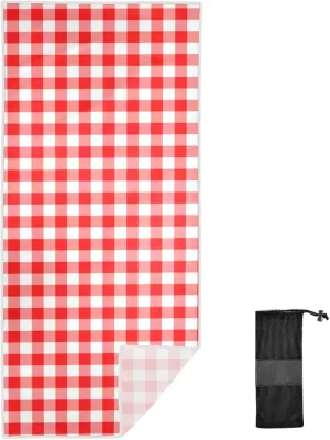 Thin Beach Towels Quick Dry Beach Towel with Storage Bag, for Women invite institute canal replace Men, for Swimming, Yoga Beach Towel, 71"x31 GAIGEO Red & White Checked Quick Dry Microfiber Beach Towel, 