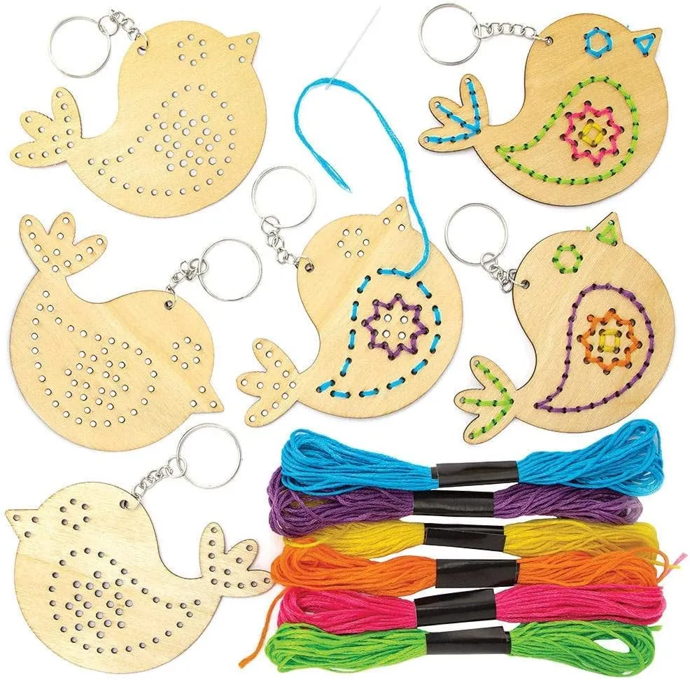 Threading Keyring & Bag Dangler Kits tenet Bird Wooden 