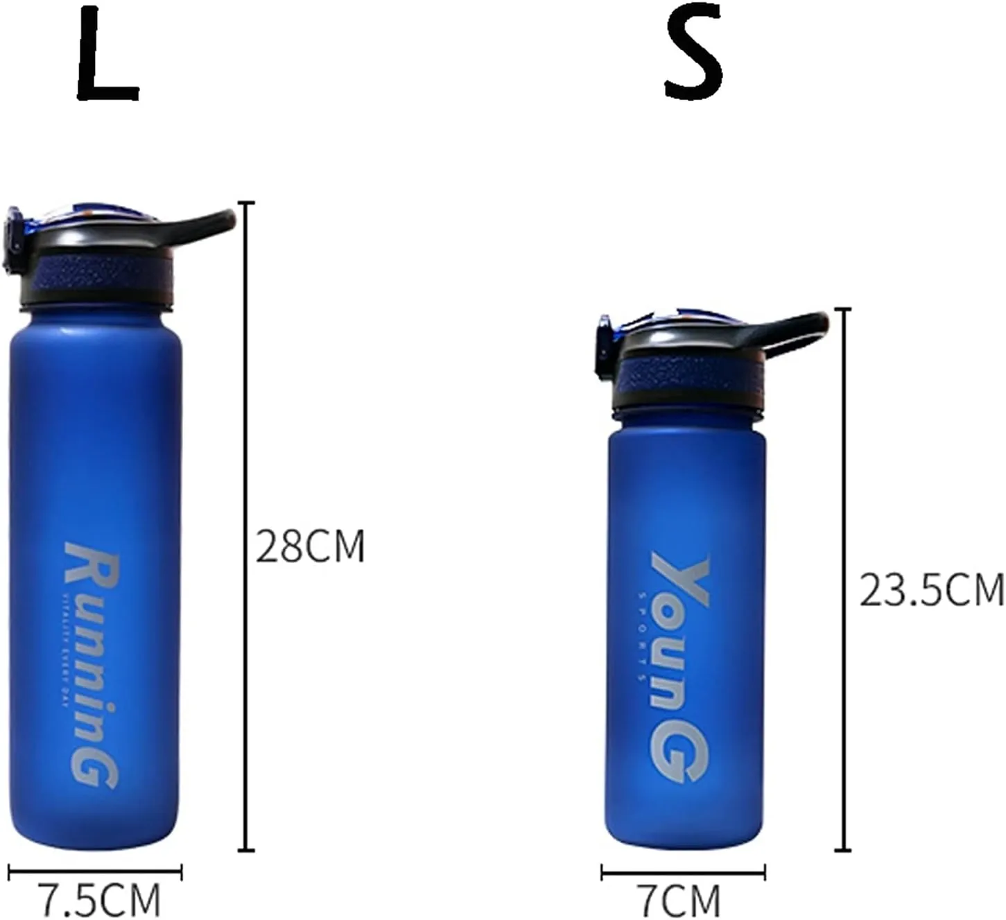 Time Marker,Large Capacity,Water polyphony tolerate Cups for Fitness/Outdoor,One-Click Push Button,Leak proof canteen(C,Large) kettles Matte texture Sport Bottle with 