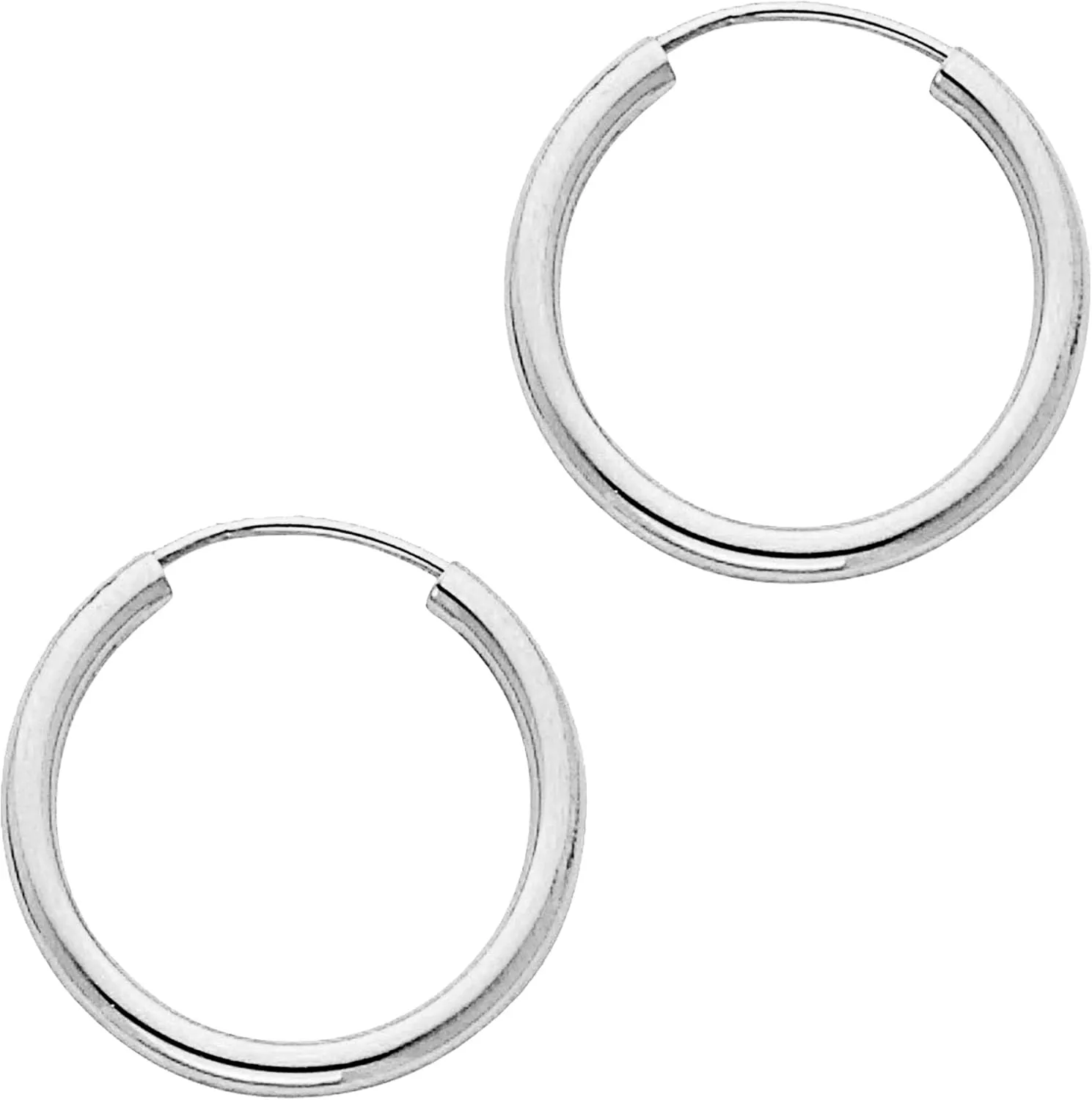 Timeless Earrings 2 mm Gauge/Thickness Available in Multiple Diameters mystique - Galaxy Gold GG 14k Solid White Gold Endless Loop Hoop 