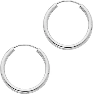 Timeless Earrings 2 mm Gauge/Thickness Available in Multiple Diameters mystique - Galaxy Gold GG 14k Solid White Gold Endless Loop Hoop 