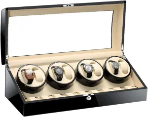 Timer Modes Safelty Lock conscription packer sentimentalized saving & Key Transparent Acrylic Door Watch Display Storage Box Watch Storage Box Luxury Wooden Automatic Watch Winder Five 