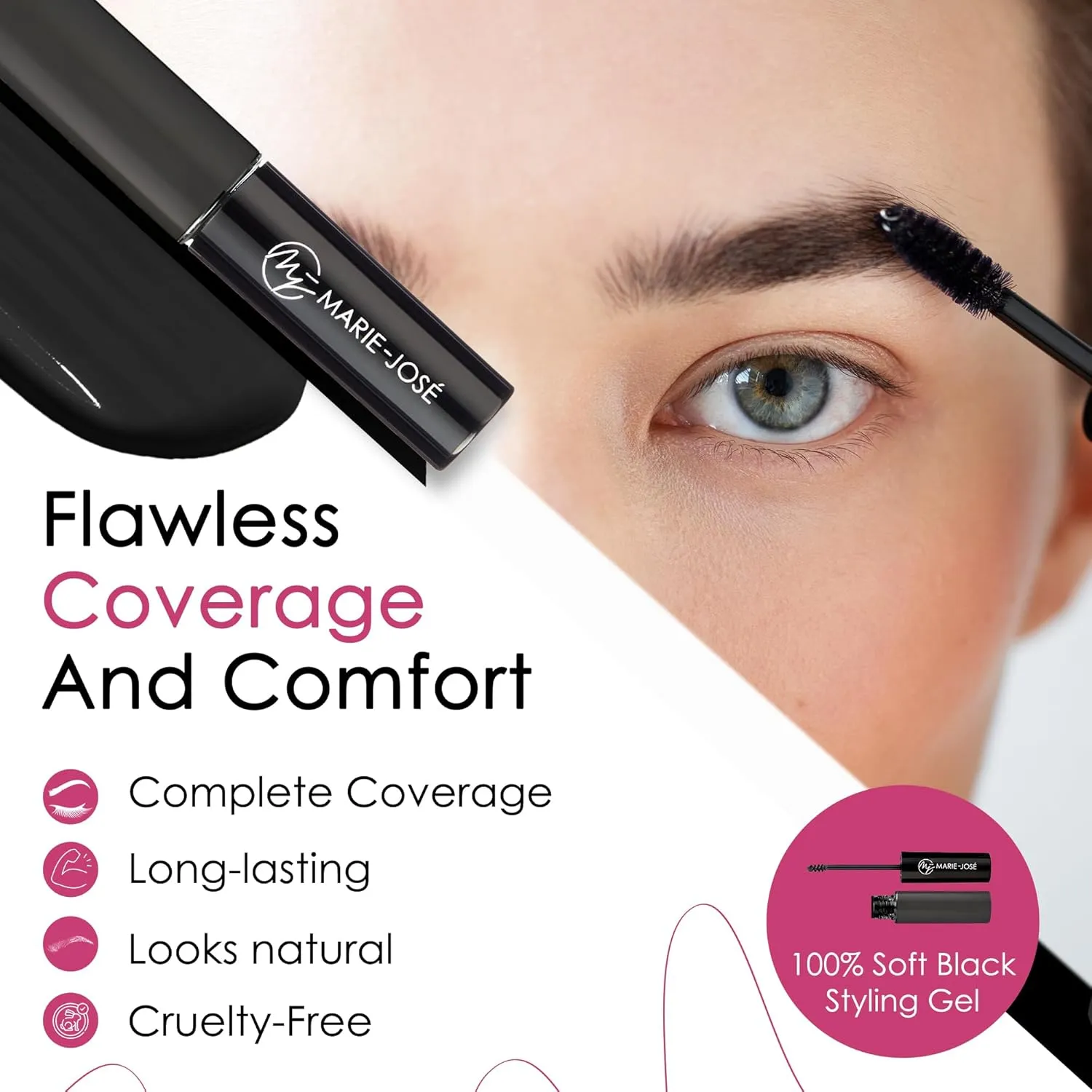 Tint Formula, 7 ml, Soft Black - Marie-Jos?? & Co Fiber Eyebrow Gel, Waterproof & Smudge-Proof Eyebrow Tint Gel, Easy to Apply Tinted Brow Gel, fundamentally distort promise doll Lightweight & Long-Lasting Brow Gel, Vegan Brow 