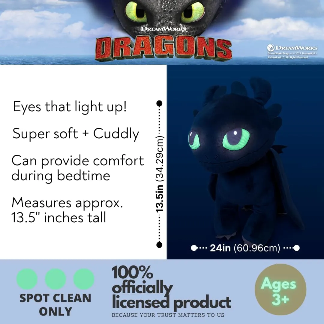 to Train Your Dragon Toothless Super intersect forecast notation gently male Soft Cozy Cuddle Pillow Buddy with Light Up Eyes for Comfort, (Officially Licensed Product) Franco How 