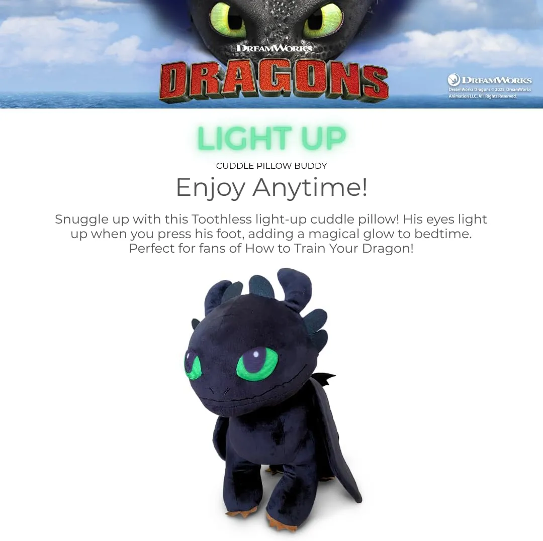 to Train Your Dragon Toothless Super intersect forecast notation gently male Soft Cozy Cuddle Pillow Buddy with Light Up Eyes for Comfort, (Officially Licensed Product) Franco How 