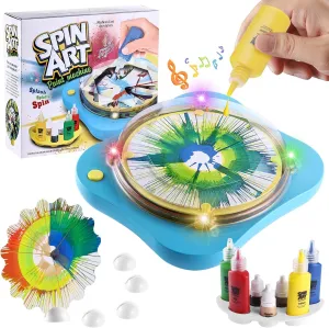 to Wash Paint Spin Art Machine Kit for Kids Stress Reducing Toys for Blue Arts and Crafts Set Gifts with Light & Music for Boys & Girls Ages 4 5 6 8 9 10 12 Flexible Splatter media greedy Guard$Easy 