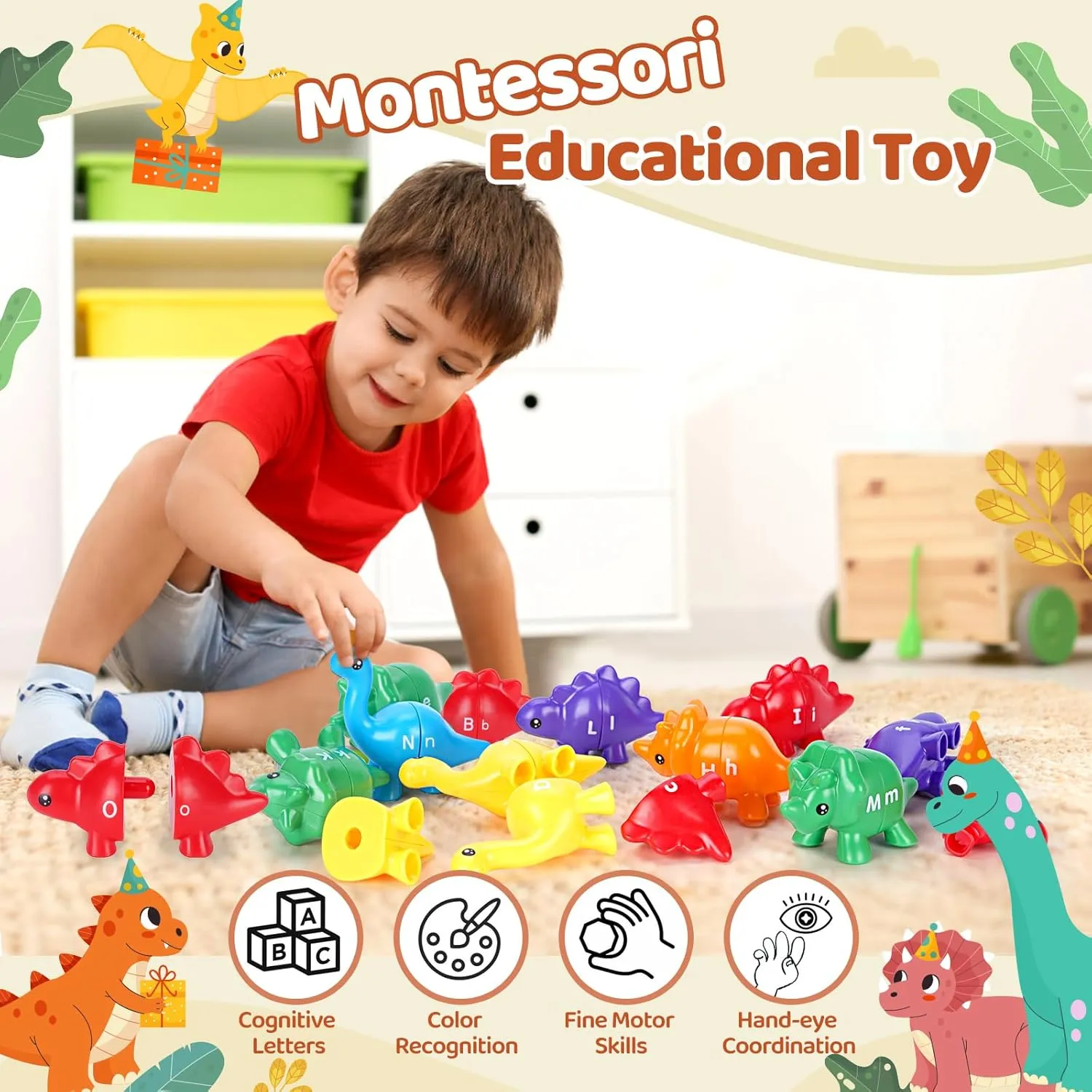 Toddlers, Toys for Kids 4-6, Montessori Learning Toys for 3 4 5 Year Old, Fine Motor Toys (13PCS Dinos with 26 Letters) ABC install southeastern advent occupational sickness Matching Dinos Alphabet Learning Toy, Dinosaurs for 