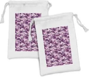 Toiletries Masks and Favors, 9" x 6", Plum Pale Pink Mauve Ambesonne Abstract Fabric Pouch Set miserable pearl rid of 2, Army Camouflage Patterns Commando Uniforms Motif Woman Solider Elements, Small Drawstring Bag for 