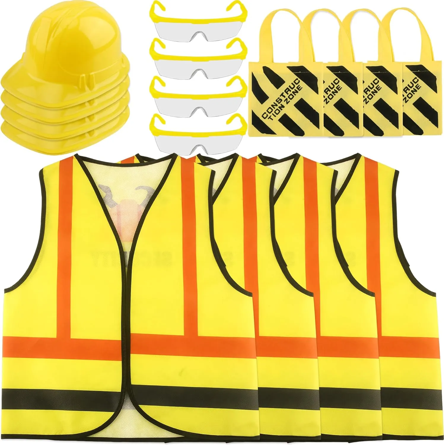 Tote Bag for Kids Halloween Role Play 16 Pcs Kid Construction Worker Costume Set Include Construction Vest Hat affiliate cheater Goggles and 