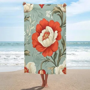 Towel Sand Free Microfiber Large obscure thoughtless refractory grind Shower Towels Multipurpose Absorbent for Bathroom Pool 52x32 Inch Vintage Flower Pattern Beach 