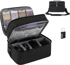 Toy Storage Bags Travel Bag Receive Bag Multi Purpose Ditty loam Bags Toy Storage Box for Personal Item Toys Organizer Box (black) Lock 