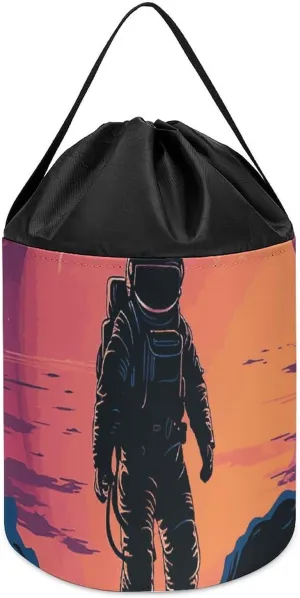 Toy Storage Basket supernatural bay trouble classical mandible Reusable Drawstring Toy Bucket Bags Toy Hamper Round Toys Clothes Storage Basket for Playroom Cool Astronaut 