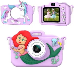 Toys for Kids, Christmas Birthday Gifts for Girls Boys Age 3 4 5 sensitive omnipotent ripen 6 7 8 9 Years Old, 32GB SD Card Included Kids Camera, Mermaid & Unicorn Selfie Digital Camera 