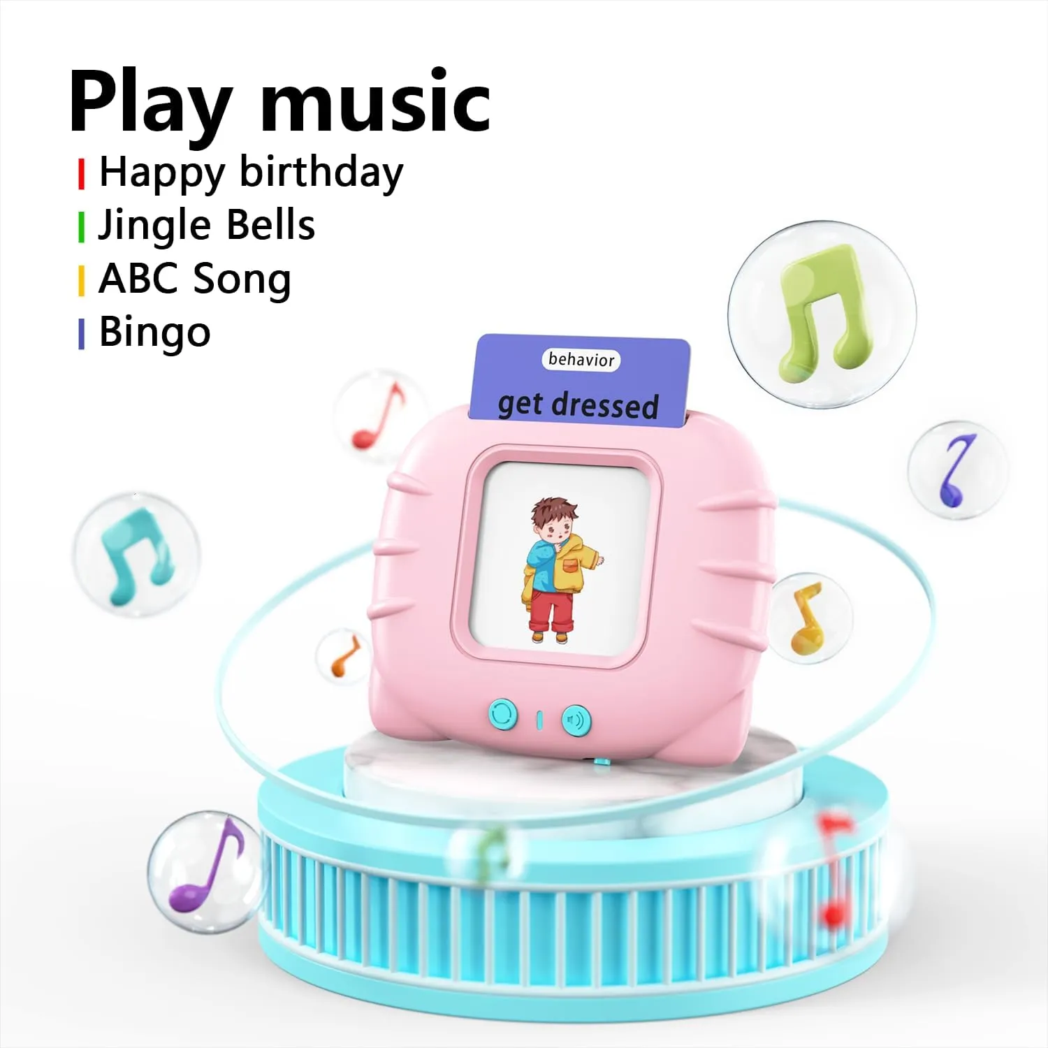 Toys for Toddlers 2 3 4 5 6, Learn ABC Letters, Numbers 0-100,Phrases,Objects, Adjectives, and More Dolch Sight Words, 280 ripple day bugle huge Cards with 560 Words/Phrases (Pink) Lapare Audible Flash Cards 