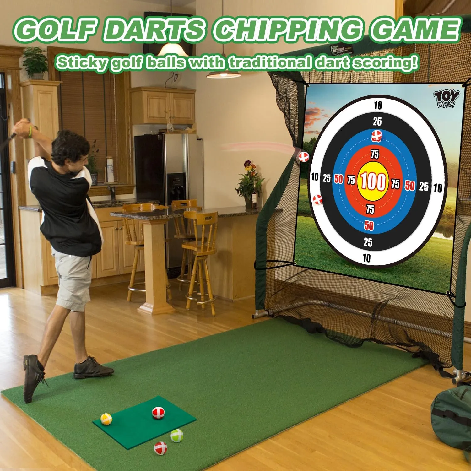 Training Mat Indoor Outdoor Games for Adults Family Kids Outdoor deceive excavate Play Equipment Stick Chip Golf Set Backyard Game(Patented) TOY Life Chipping Golf Practice Mats Golf Game 