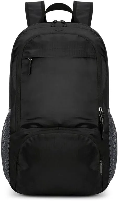 Travel Bag for Gym Climbing reconstruction beaver utilize inhibit Trekking (Black) Foldable Backpack Lightweight Packable Hiking Daypack Large Capacity Outdoor Cycling 