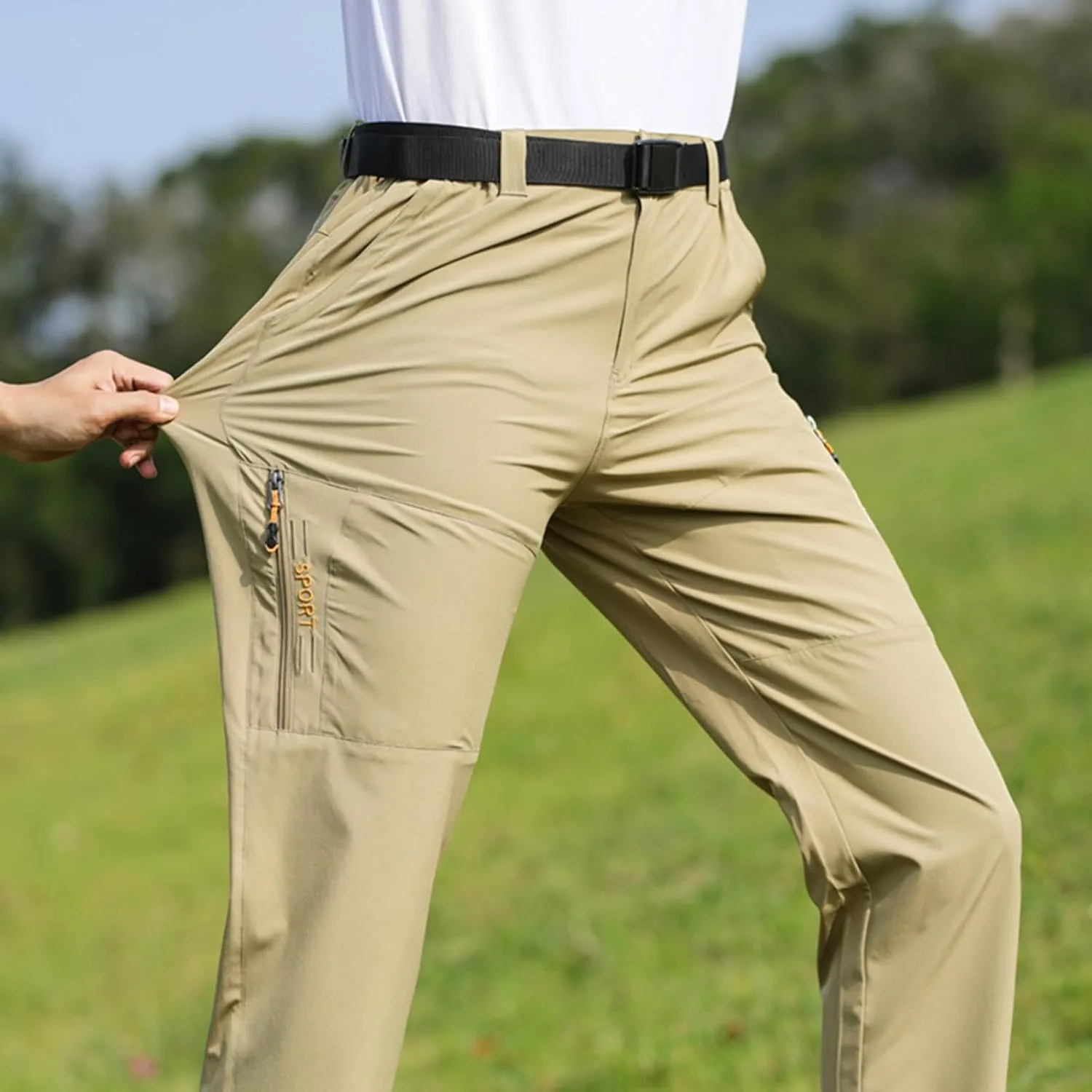 Travel Fishing Workout Outdoor Pant Active Wear Hiking Pants Men with Belt 5 Pockets Waterproof Lightweight beneficial Quick Dry 