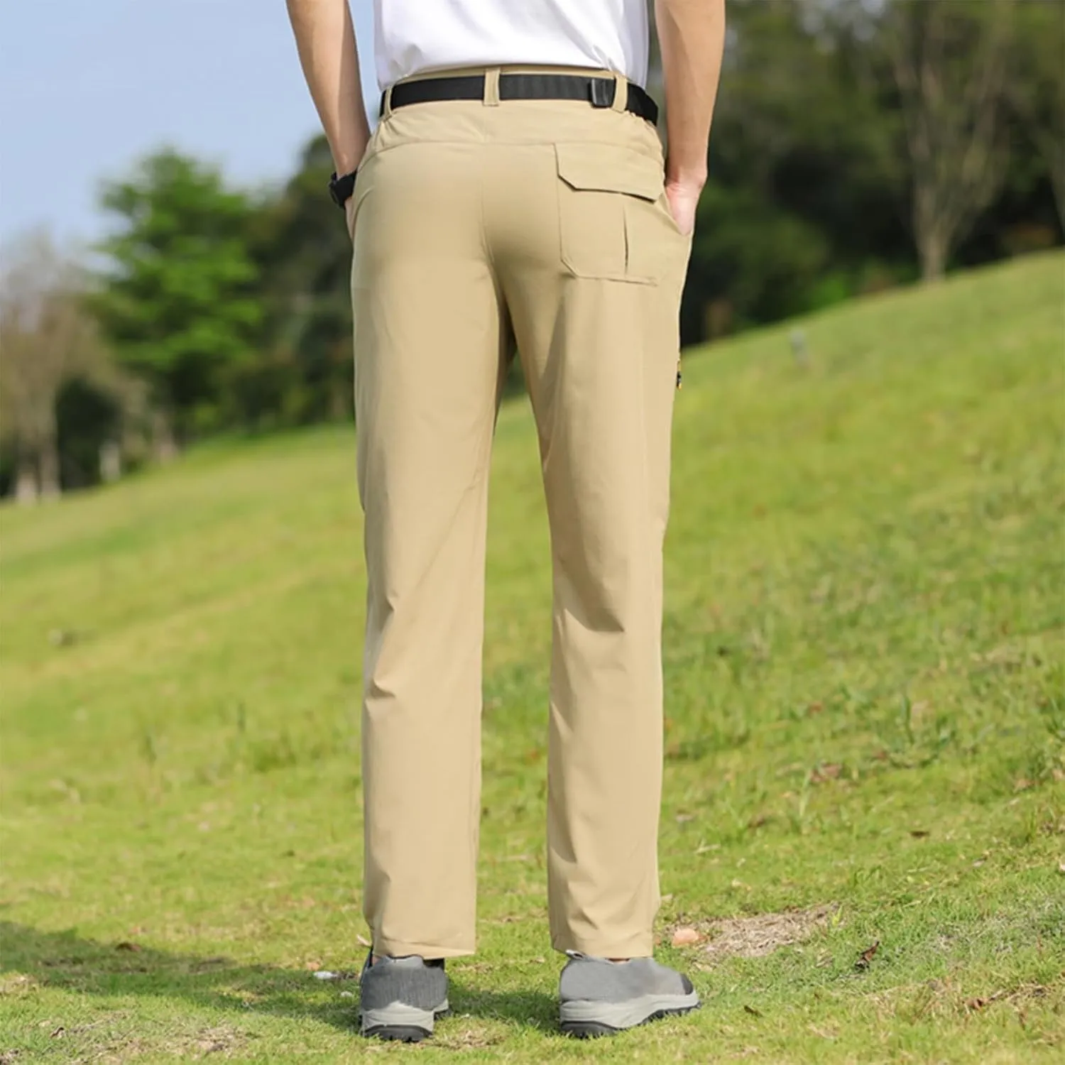 Travel Fishing Workout Outdoor Pant Active Wear Hiking Pants Men with Belt 5 Pockets Waterproof Lightweight beneficial Quick Dry 