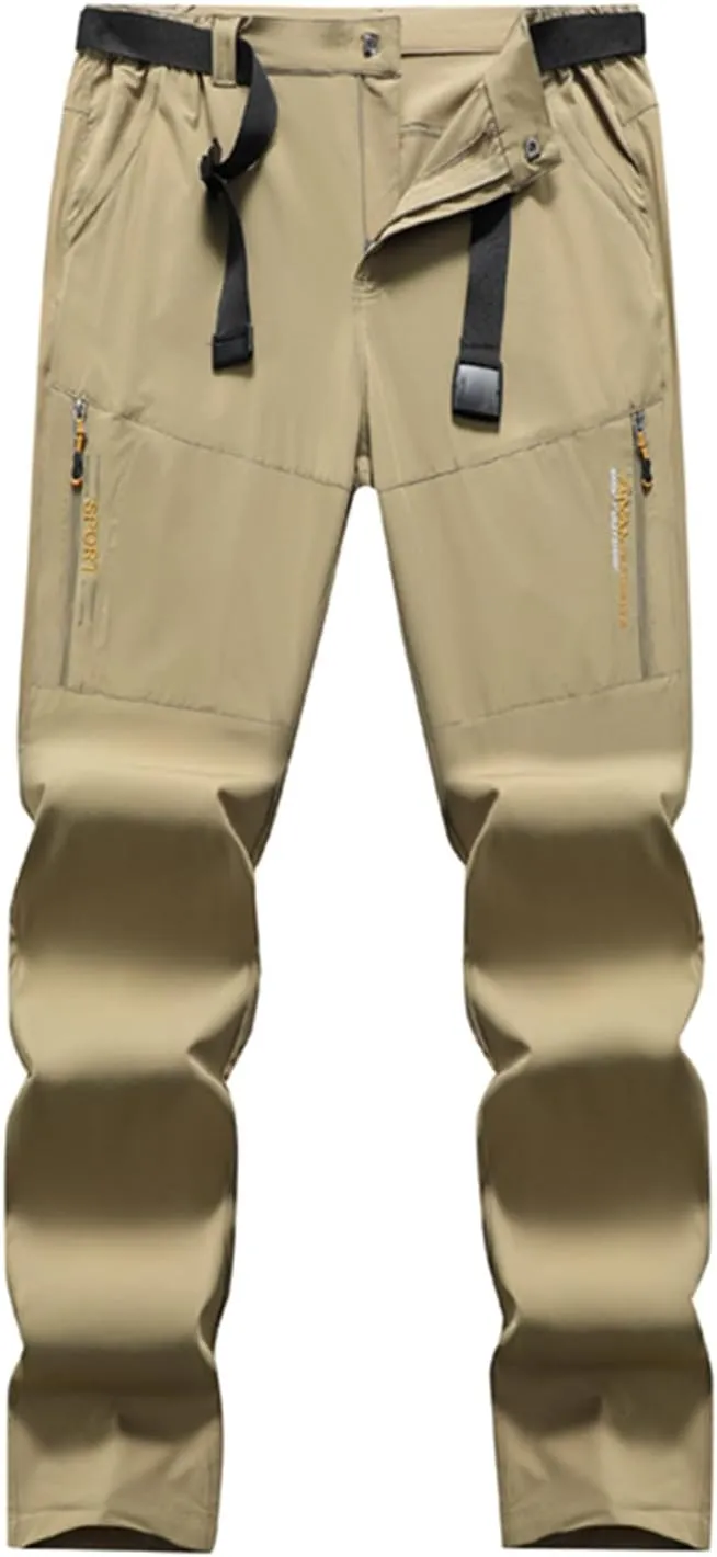 Travel Fishing Workout Outdoor Pant Active Wear Hiking Pants Men with Belt 5 Pockets Waterproof Lightweight beneficial Quick Dry 