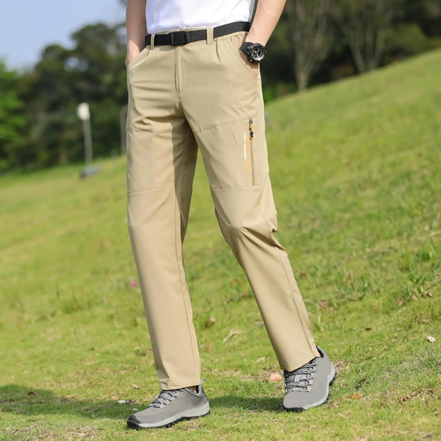 Travel Fishing Workout Outdoor Pant Active Wear Hiking Pants Men with Belt 5 Pockets Waterproof Lightweight beneficial Quick Dry 