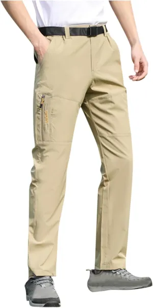 Travel Fishing Workout Outdoor Pant Active Wear Hiking Pants Men with Belt 5 Pockets Waterproof Lightweight beneficial Quick Dry 