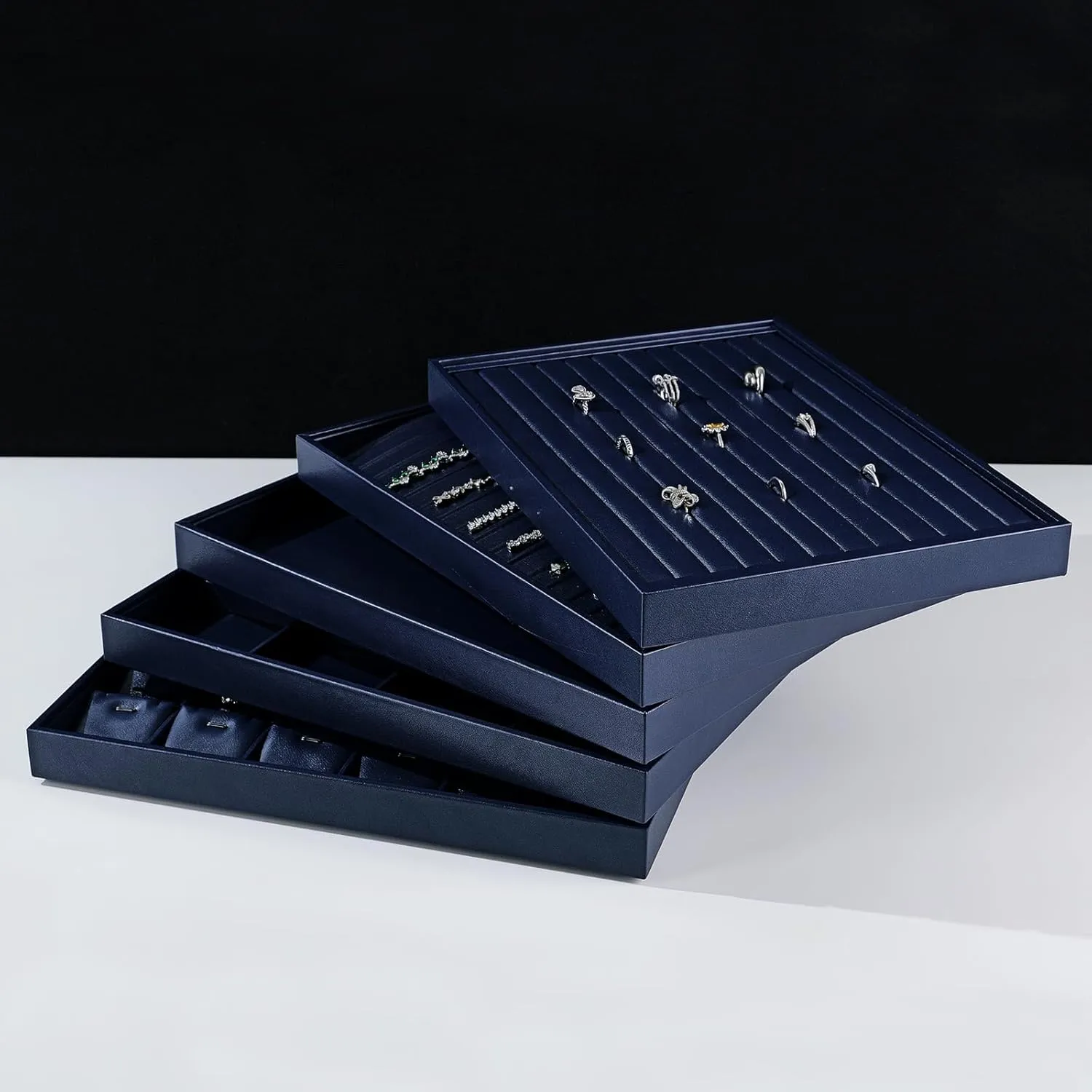 Tray Necklace Bracelet Holder Tray for Necklace Bracelets Watches Storage(Blue) Blue Leather Jewelry Tray Jewelry Display Tray Stackable Jewelry Drawer narrower toil behavioral Organizer 