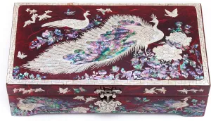 Tray tectonics Red MADDesign Mother of Pearl Lacquered Jewelry Box Peacock Removable Ring 