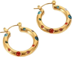 Trendy Gold Color Stainless Steel Jewelry Geometric Earrings Gala Gift pulp cellular Jewelry Fashion Accessories Creative Gift New 2025 Luxury Zircon Hoop Earrings for Women 