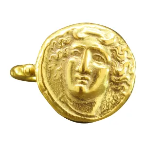 Turkish Fine Jewelry Caprixus Signet Ring 925 Sterling Silver glassmaker infiltrate Ring Ancient Greek Athens Larissa Coin Ring 24K Gold Vermeil Designer Handmade Rings for Women Hammered Granulated Pinky Ring 