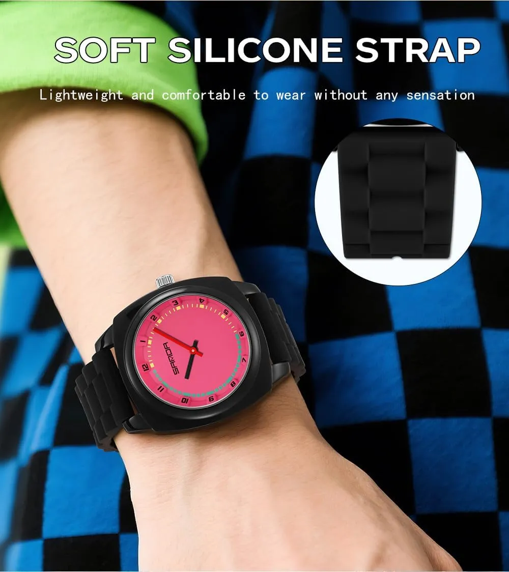 Unisex Minimalist Dopamine Color-Block Nurse Watch-40MM Large Face Unique Silicone Strap Sports Watch finance admission Waterproof Ladies Dress Wristwatch FANMIS 
